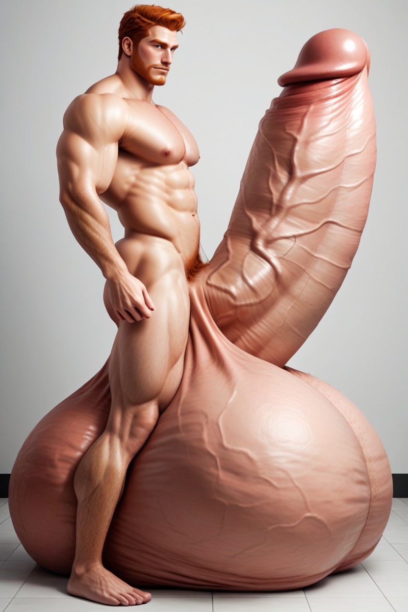Massive Oversized Hyper Testicles, Balls Bigger Than Human, Standing AI Gay Porn