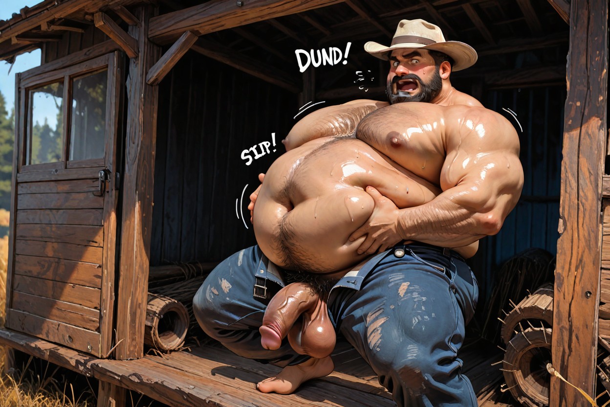 Open Mouth, Belly Overhang, Big Pecs AI Gay Porn