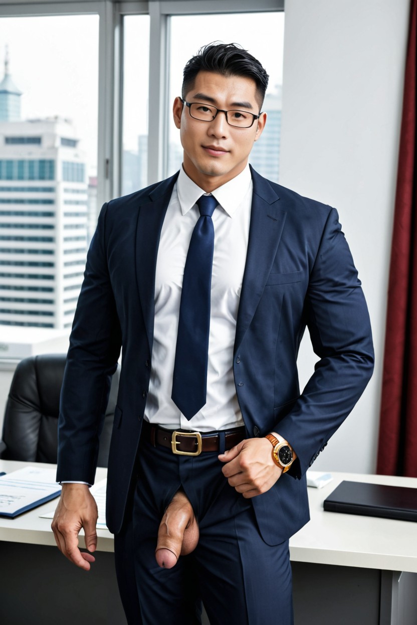 Boyish Charm, Non-prescription Glasses, Uncut Dick Size Moyen Downward AI Gay Porn