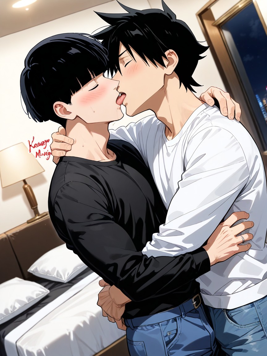 Arms Around Neck, Pillow, Mutual Hug AI Gay Porn