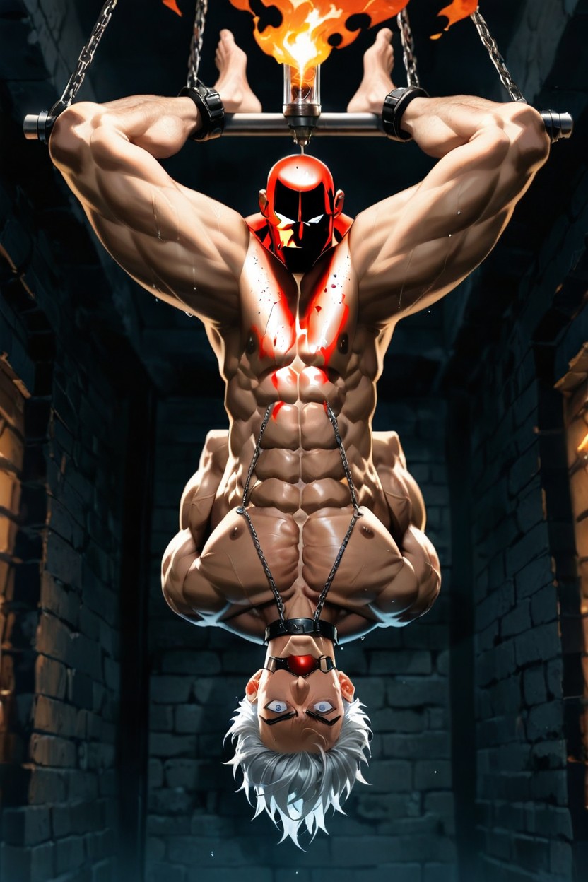 Erect Cock Pointing Towards Abs AI Gay Porn
