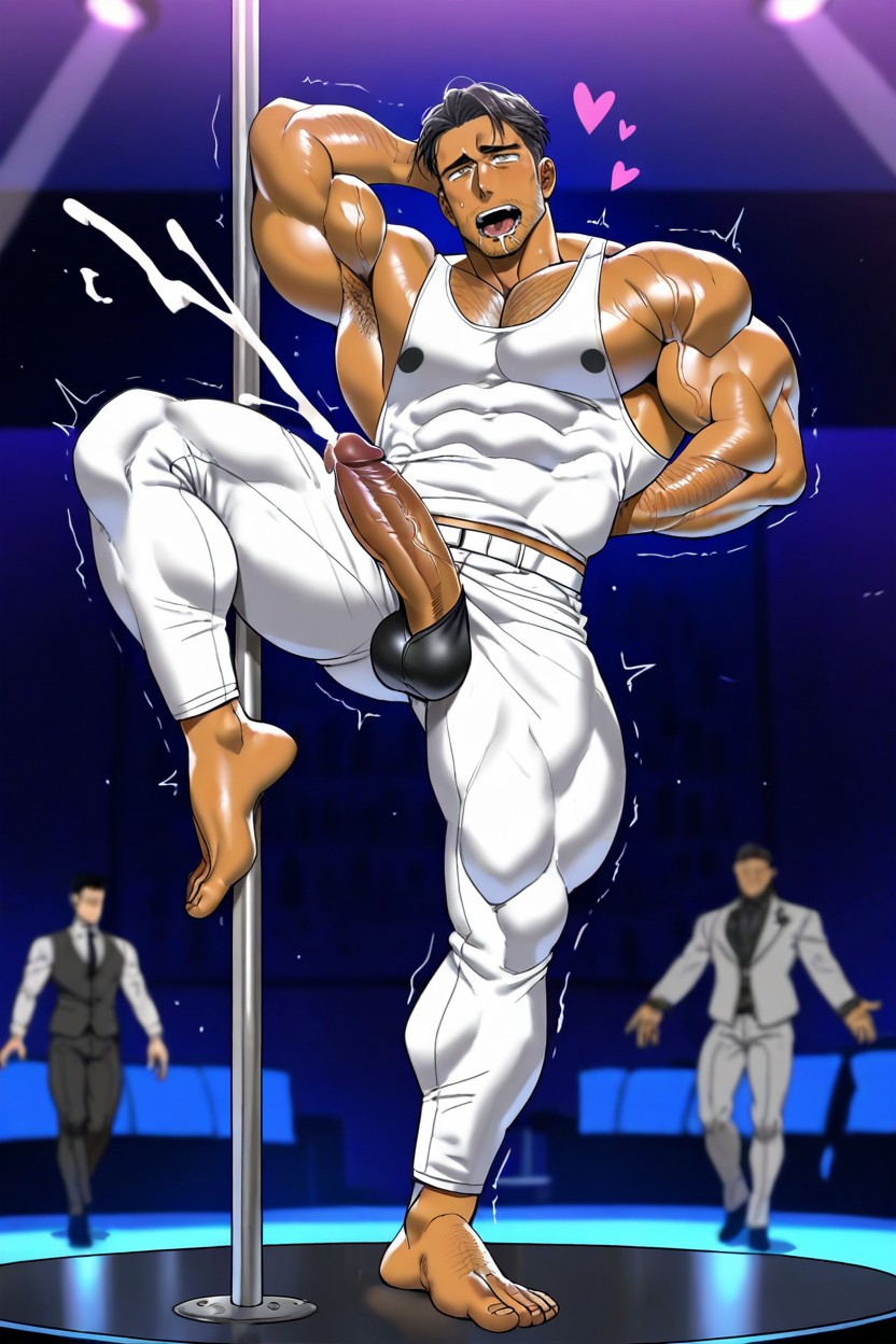 Cock Straight Up, Holding Another Leg Spread Up To The Air, Tan Skin AI同性恋黄片