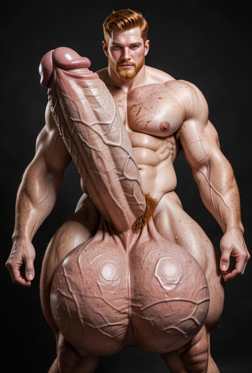 Side View, Hyper Cock, Oversized Hyper Gigantic Penis AI Gay Porn