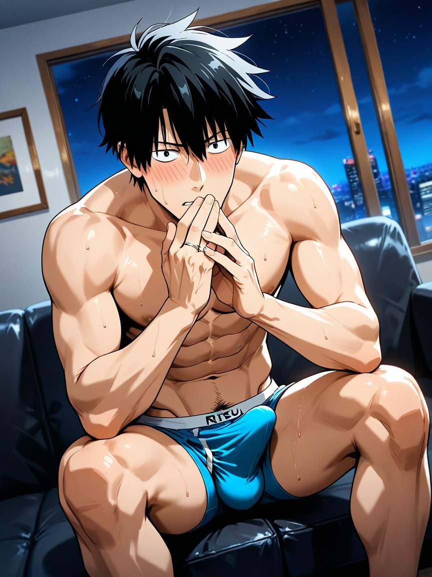 Boxer Brief, Sitting On Sofa, 正常 AI同性恋黄片