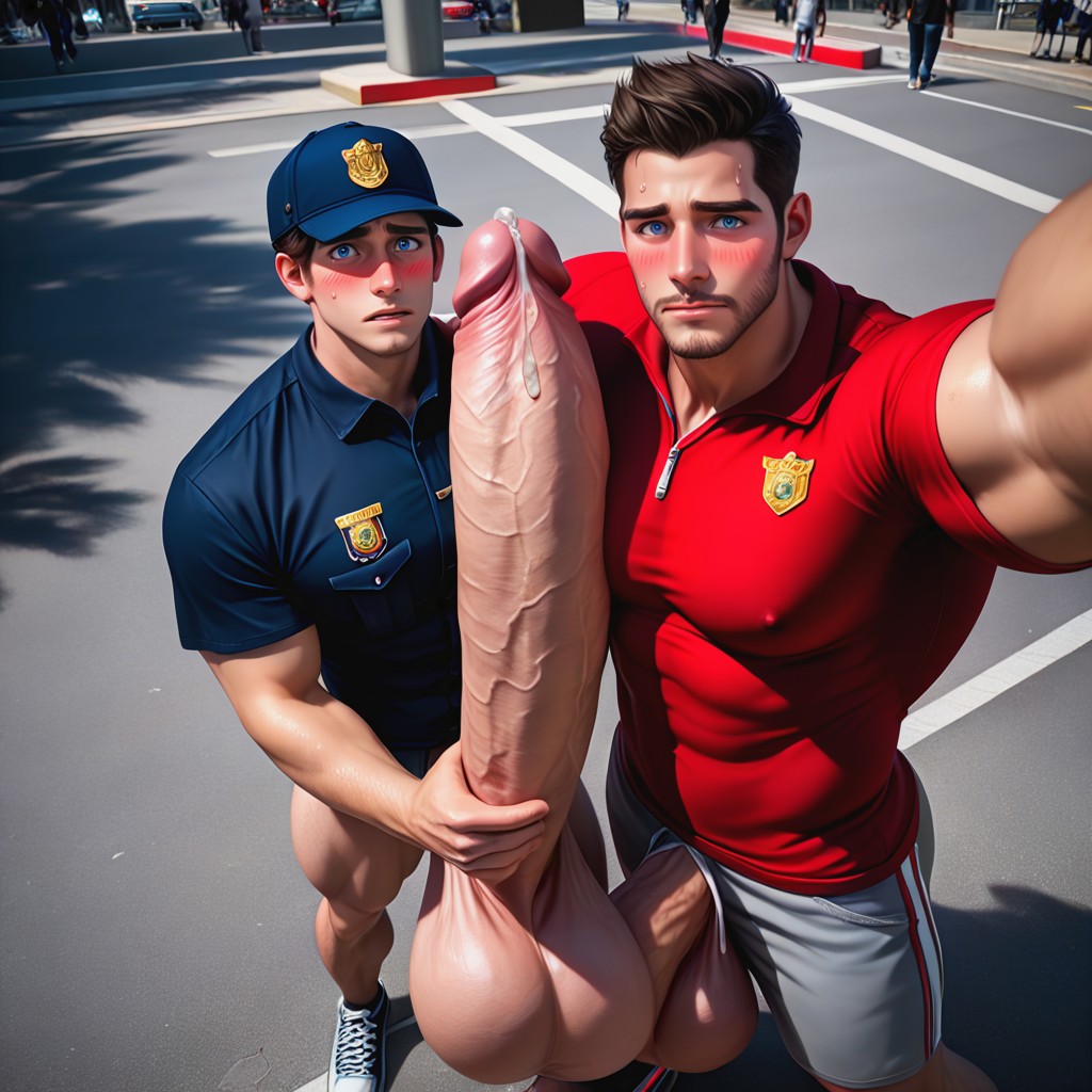 Only Men, Gigantic Fully Erect Uncut Penis, Sucker Standing Looking Up At Viewer Porno IA Gay