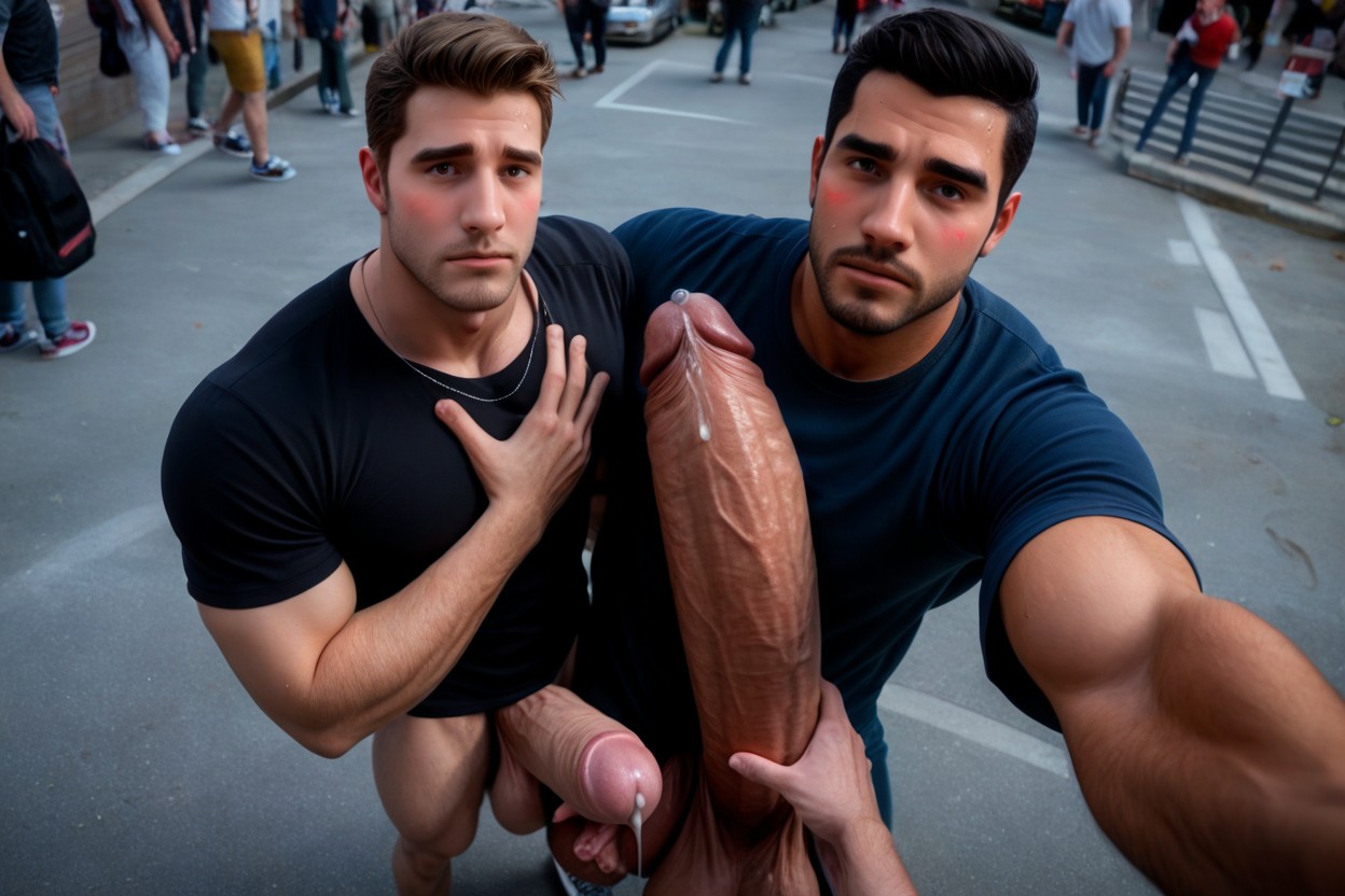 Handjob, Gigantic Uncut Hyper Penis, Bara AI Gay Porn