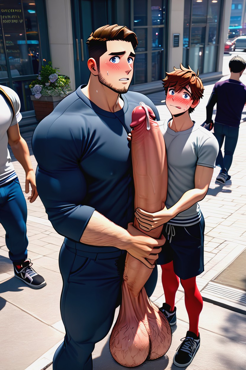 Correct Anatomy, Man, Gigantic Uncut Hyper Penis AI Gay Porn