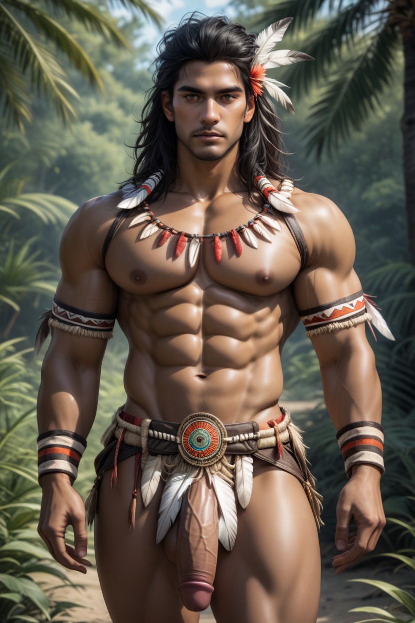筋肉質, Native Tribal Wear, Fit Body ゲイAIポルノ