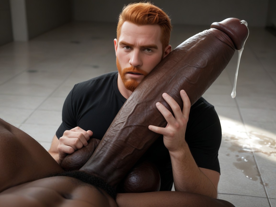 Correct Anatomy, Huge Plump Balls, Manly Bearded Ginger Guy Looking Up Porno IA Gay