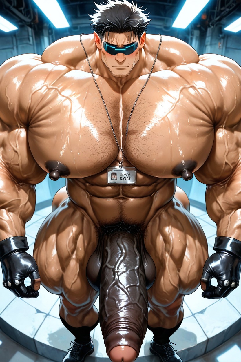 Flaccid Penis, Oversized Muscles, Enormous Bulging Chest And Arms Pornografia gay com IA