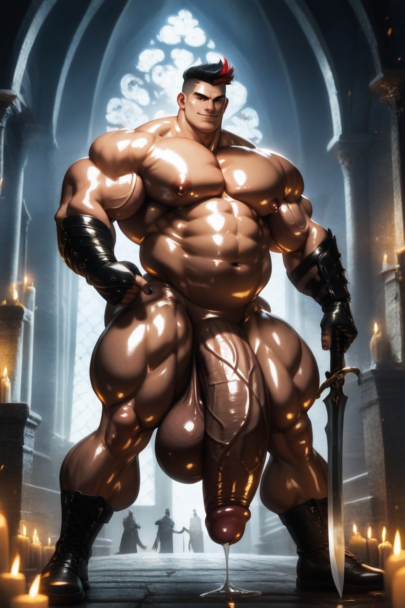 Smooth Body, Medieval Fantasy Castle Setting, Smooth Face Porno IA Gay