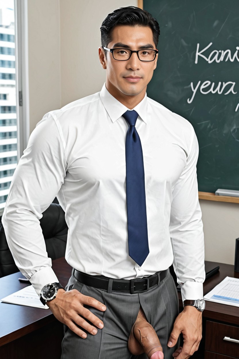 Thick Eyebrows, Office, Square Face Porno IA Gay