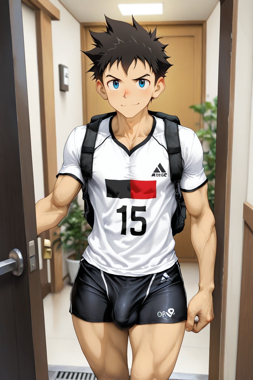 Sourire, Photorealistic, Giving The Impression He's About To Return From Home Porno IA Gay