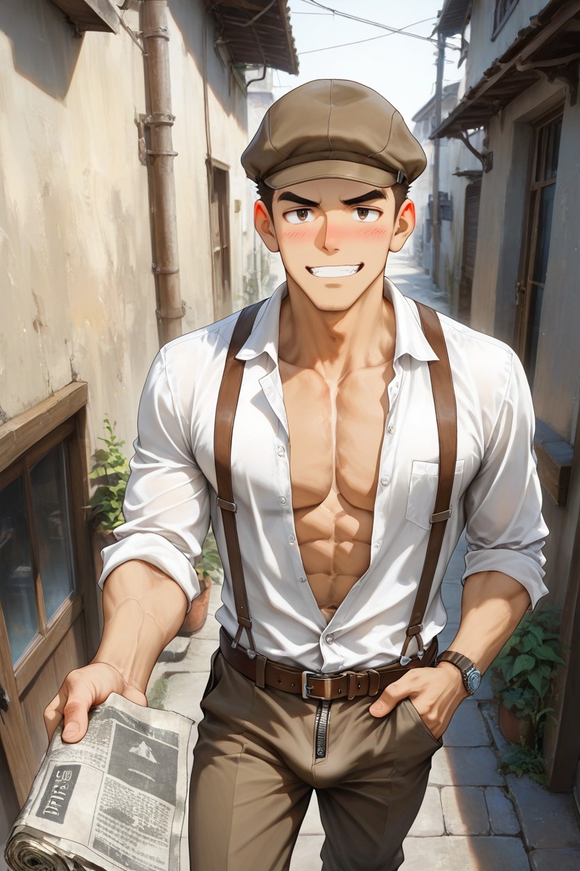Skinny, Abs, He Is Standing AI Gay Porn
