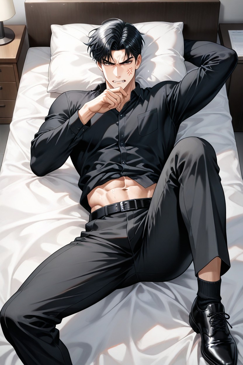 Lift One Leg Onto Bed, Layered, Office AI Gay Porn