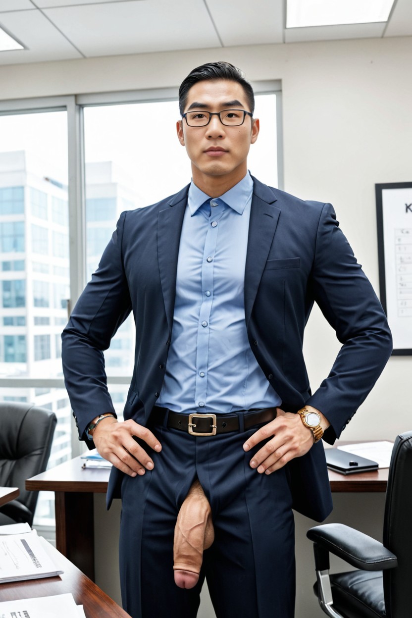 Neatly Dressed, Businessman, Chinois Porno IA Gay
