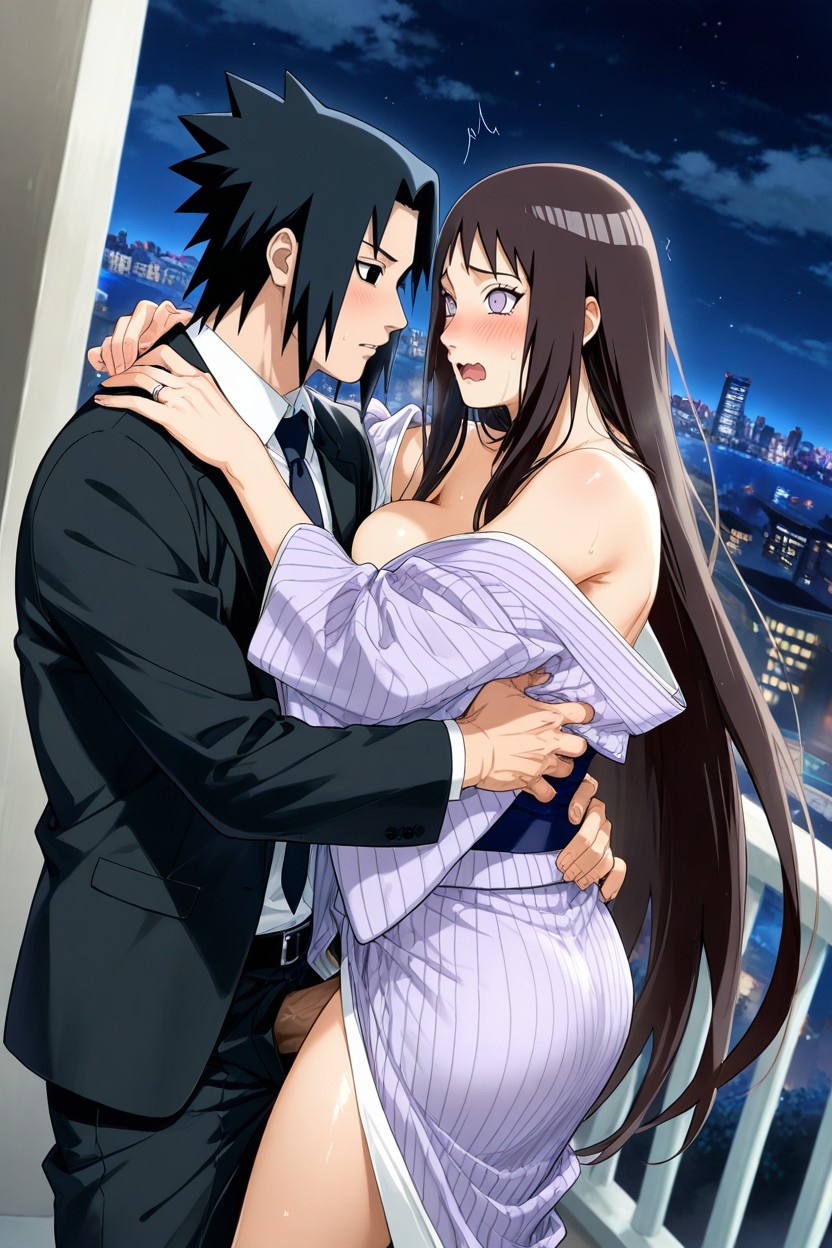 Night View, Neji's Nipple Is Visible, Cityscape Pornografia gay com IA