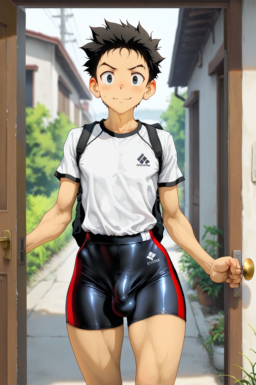 18+, Friendly Impression His Toned Physique, And His Bright Smile And Direct Gaze Create A Cheerful Porno gay IA