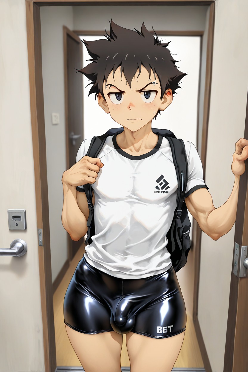 His Right Hand Hanging Loosely Black Hair, 18+, His Light Black Hair Is Slightly Disheveled ゲイAIポルノ
