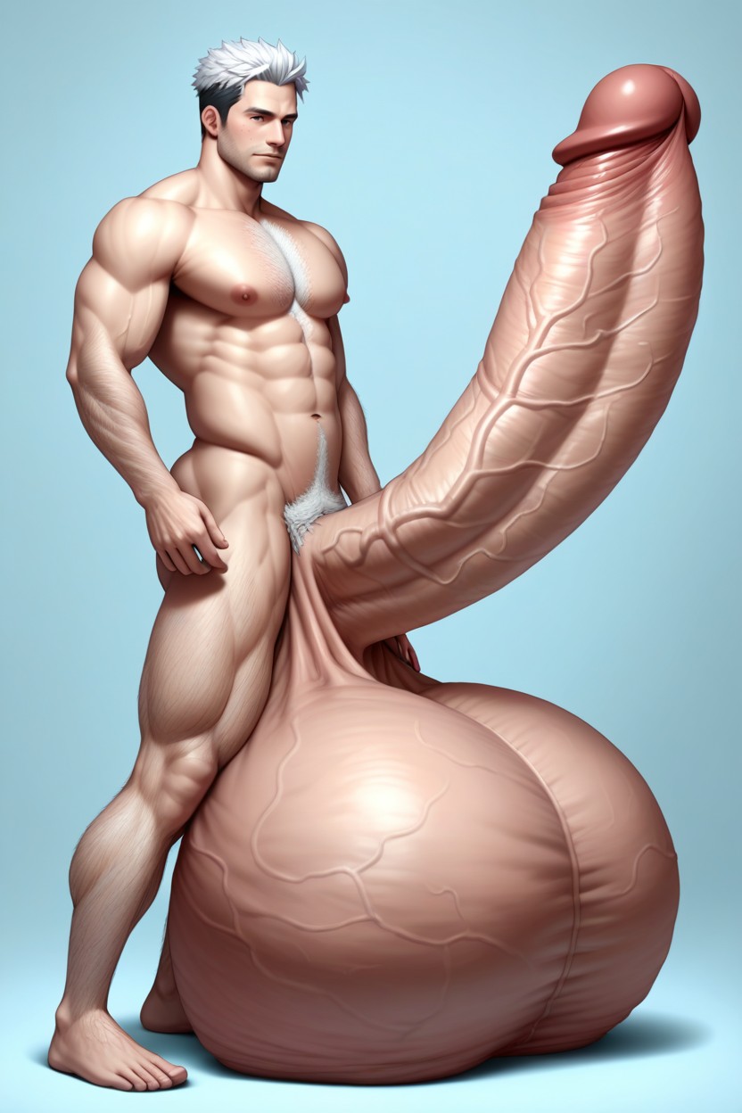 Hyper Balls, White Hair, Balls Too Big AI Gay Porn