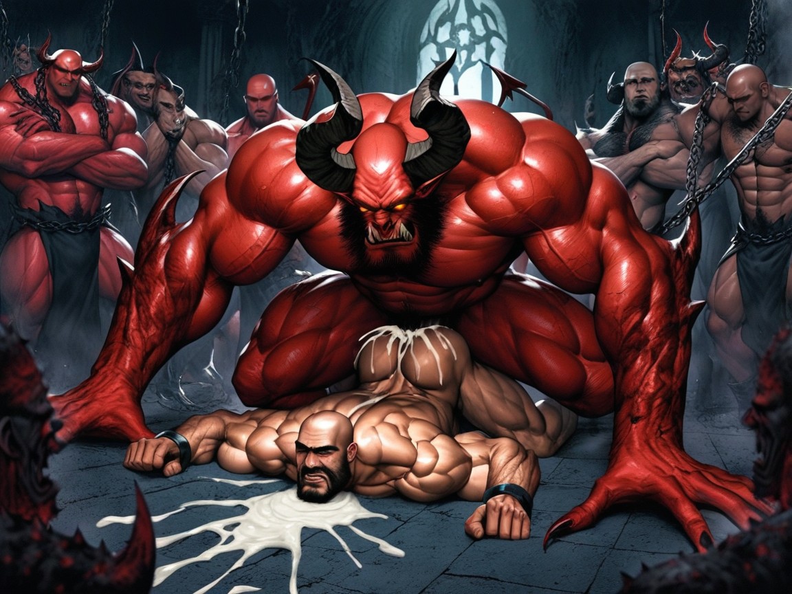 Face Down, Cocks All Over Body, Chains On Wrists AI Gay Porn