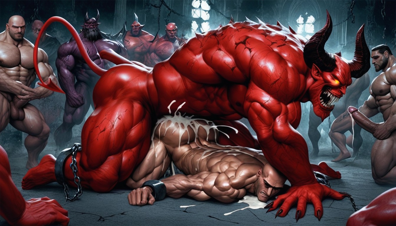 Multiple Red Demons Fuck Human, Hourglass Figure, Demons Bigger Than Human AI同性戀黃片