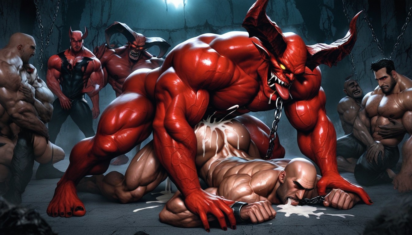 On Back, Ass Up, Anal Sex From Red Demon Cocks Pornografia gay com IA