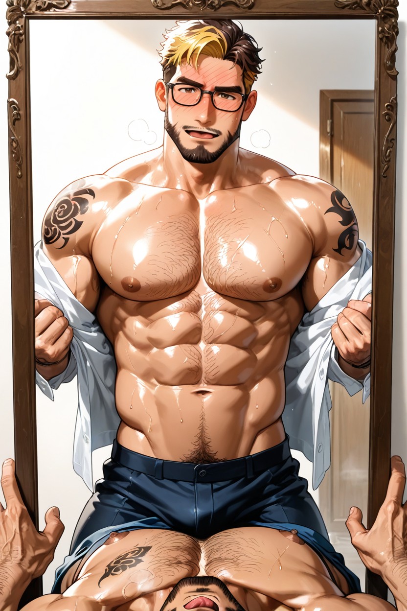 Pectorals, Tongue Out, Blusa Porno gay IA
