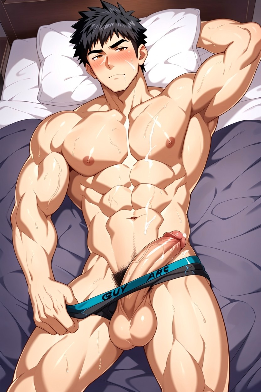 Big Balls, Lying Down, Shirtless AI Gay Porn