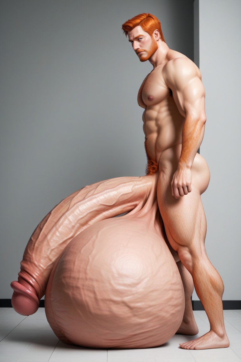 Extreme Ball Growth, Hyper Massive Balls, Side View AI Gay Porn