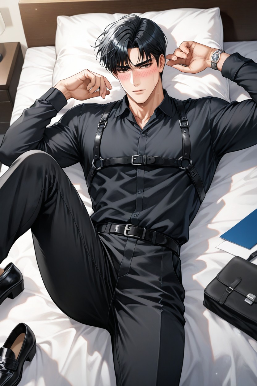 White Body, Black Socks And Black Shoes, Black Belt AI同性恋黄片