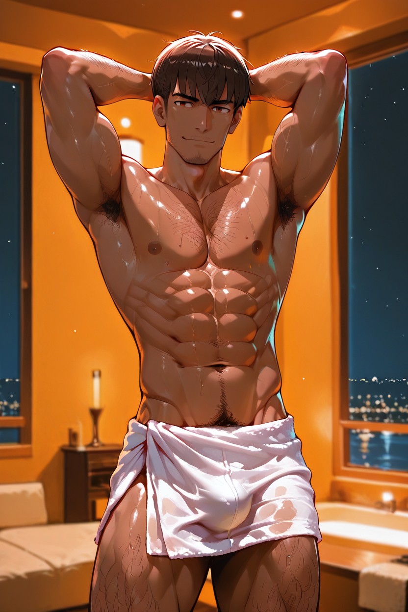 运动型, Armpit Hair, Brown Eyes AI同性恋黄片