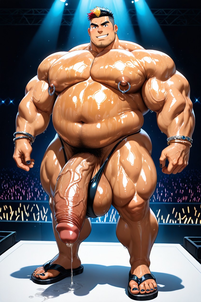 Hyper Muscular Body, 18+, Precum Dripping From Penis AI同性戀黃片