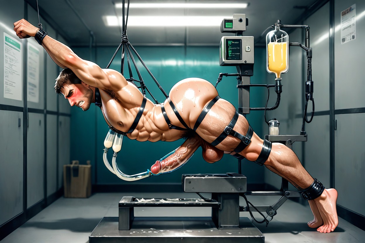 Huge Swollen Testicles, Side View, Chris Redfield Resident Evil AI Gay Porn