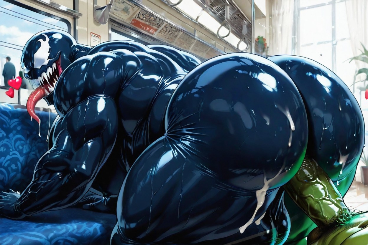 Naked, Dark Black Butt, Green Hairy Pecs AI同性戀黃片