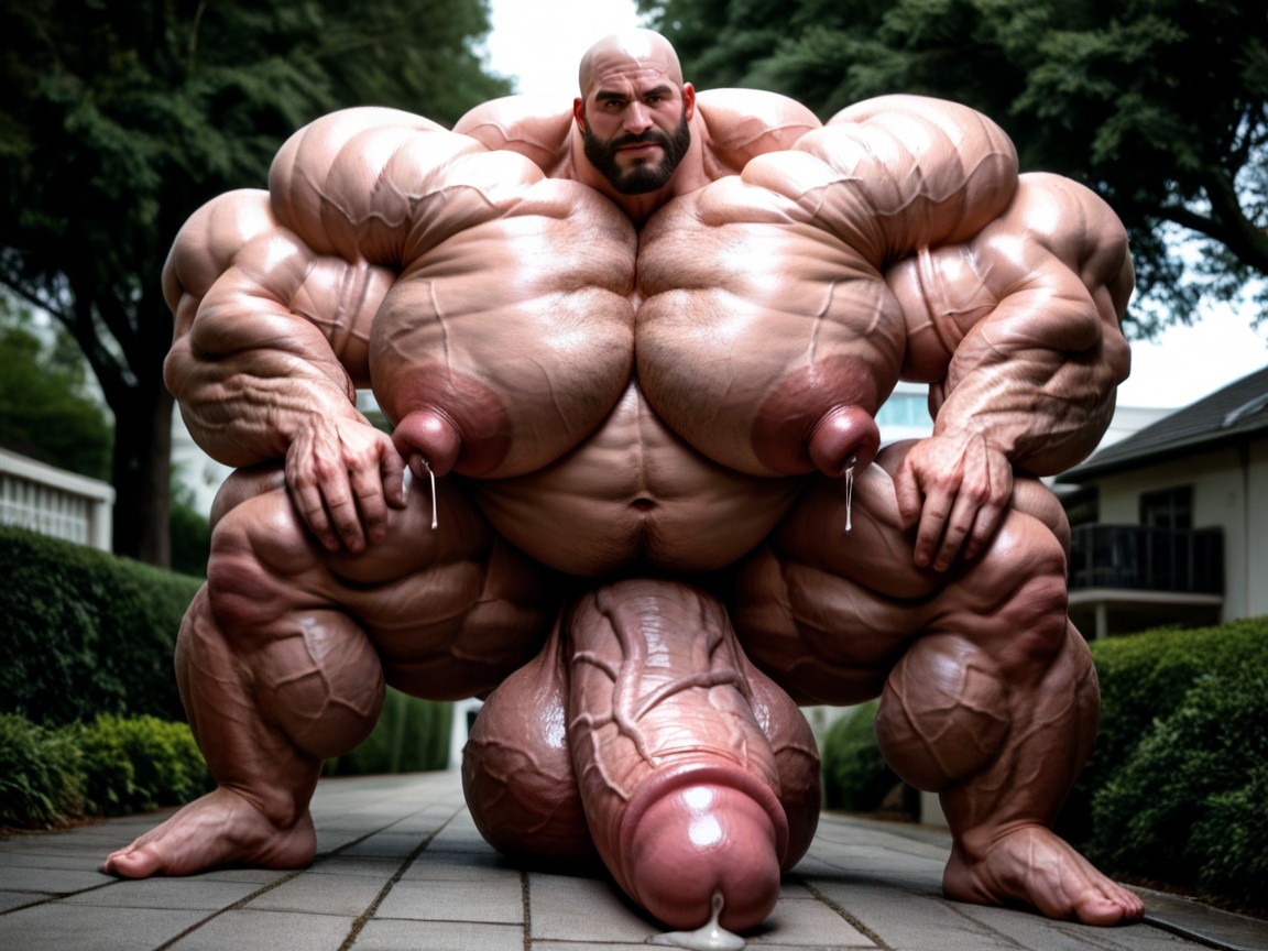 Motion Lines, Hyper Masculine Gay Man Bodybuilder With Taut Massive Hyper Breasts; Hyper, Hyper Masculine ゲイAIポルノ