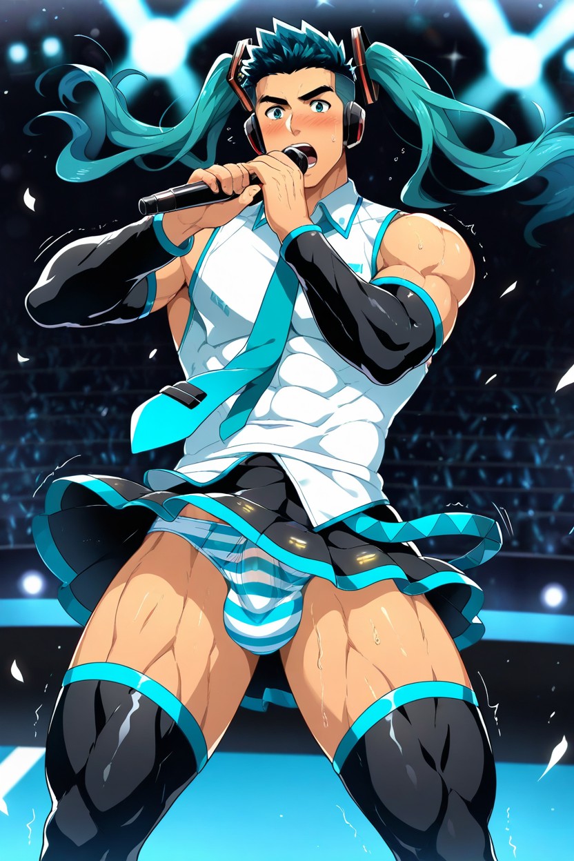 Body Twitching, 25+, One Arm Holding Microphone Singing Porno IA Gay