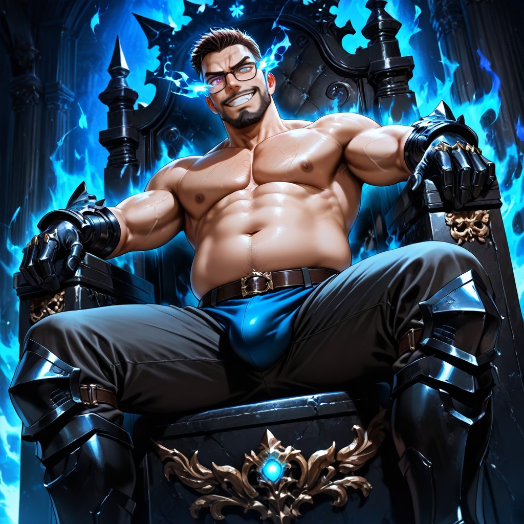 Evil Throne Room, Mischievous Smile, Teasing Porno IA Gay