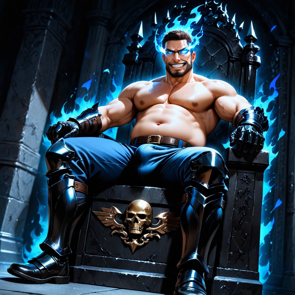 Handsome Man, 18+, Glowing Blue Flaming Eyes ゲイAIポルノ