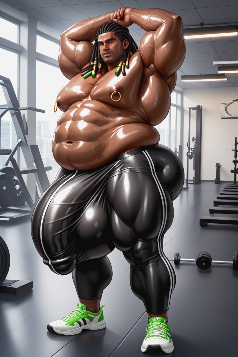 Freshly Shaved, Gigantic Oversized Heavy Sagging Balls, Huge Puffy Nipples AI Gay Porn