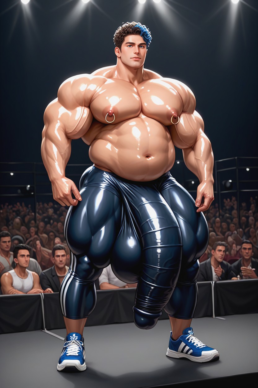 Hyper Flaccid Cock Bulge, Smooth Face, Bulge Down Pant Leg AI Gay Porn