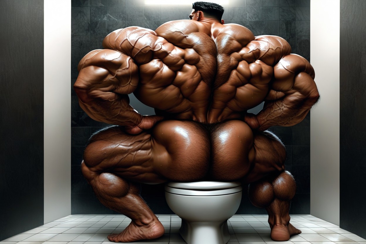 Hairy Back, Hyper Neck, Muscular Ass Pornografia gay com IA