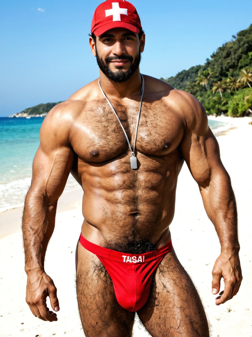 Brown Nipples, Bushy Pubic Hair, Manly ゲイAIポルノ