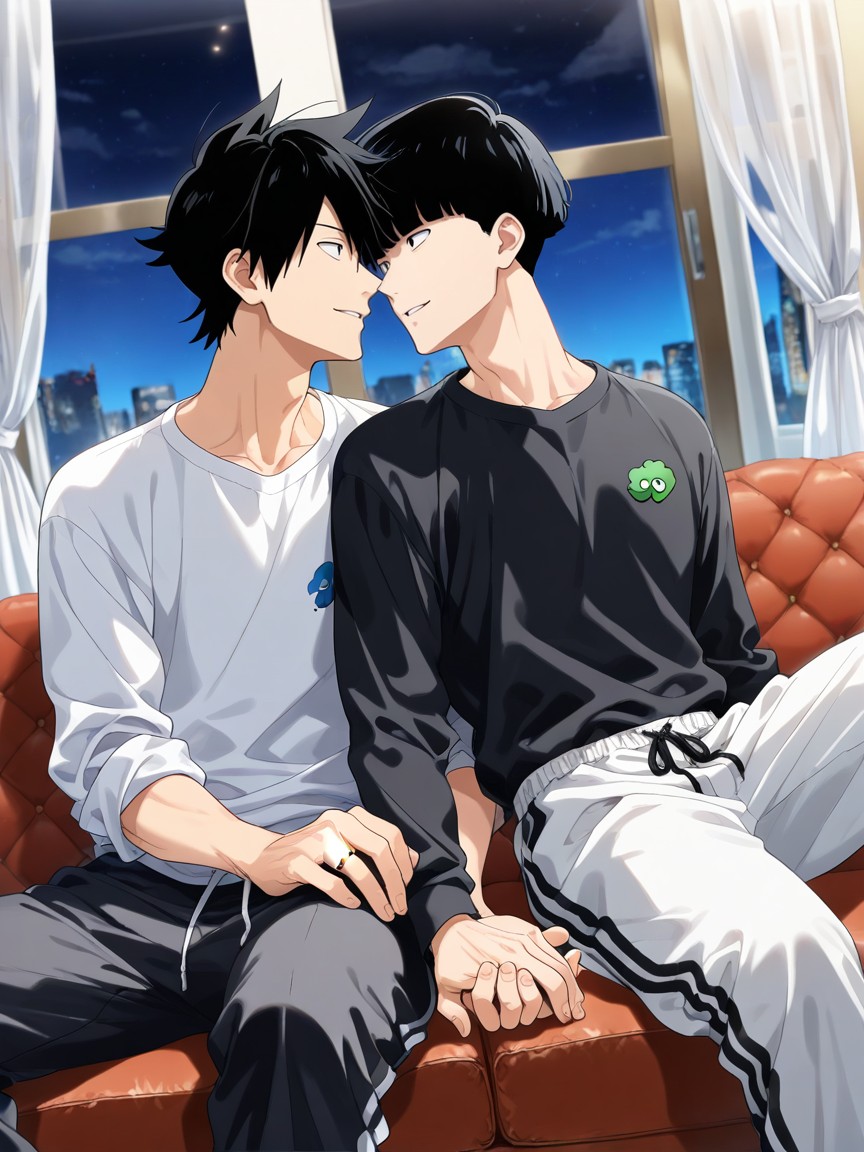 Night, Overhead Dutch Angle, Side Hug Porno IA Gay
