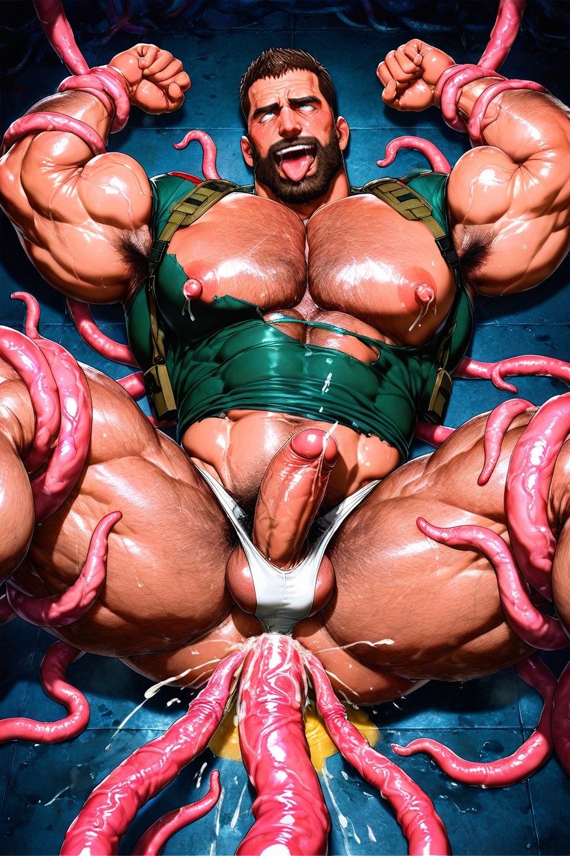 Thick Beard, Male Lactating, Clothes Severely Damaged ゲイAIポルノ