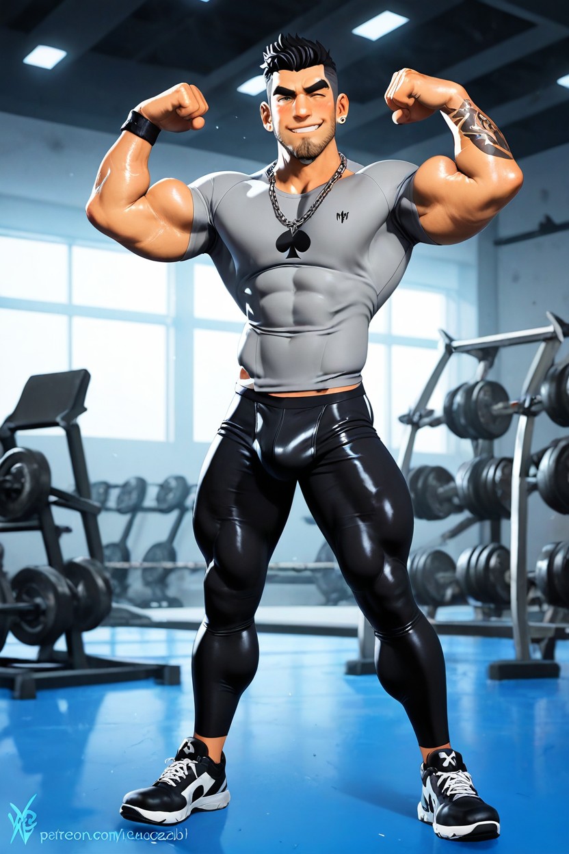 Big Biceps And Triceps, Black Thick Eyebrows, Shaven Beard Countouring Jaw Porno IA Gay