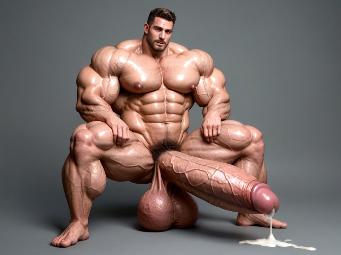 Naked, Balls Growth, Male Hormone Pumped Gay AI Gay Porn