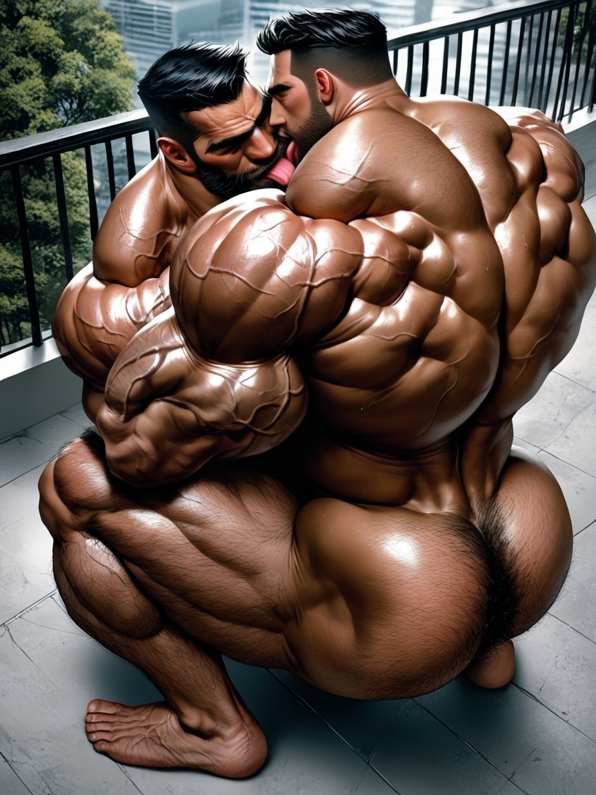 Hands On Railing, Barefoot, Big Open Anus AI Gay Porn