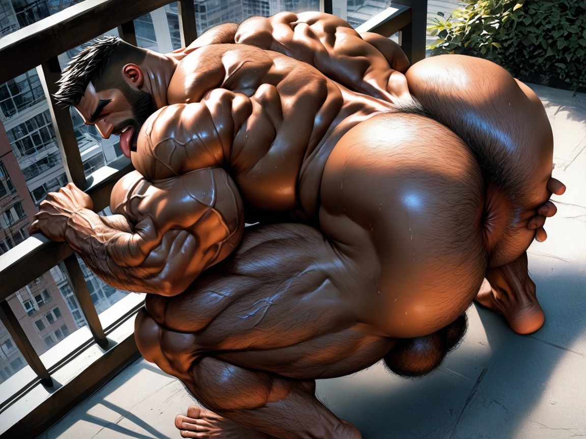 Brown Skin, Bara, Hairy Back AI Gay Porn