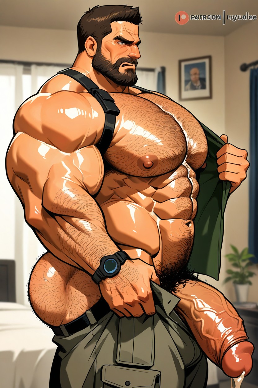Brunette Hair, Medium Ass, Exposed Chest Muscles AI Gay Porn